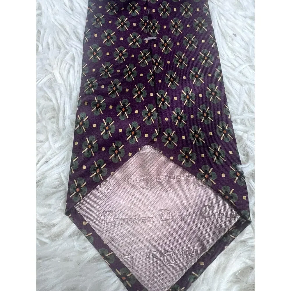Vintage Christian Dior Monsieur Tie Mens Silk Floral Pattern Made In Italy 90s